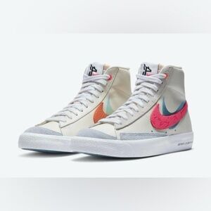 Nike Blazer Mid ’77 “Shanghai” Textured Double-Swoosh Logos 10 pink blue orange